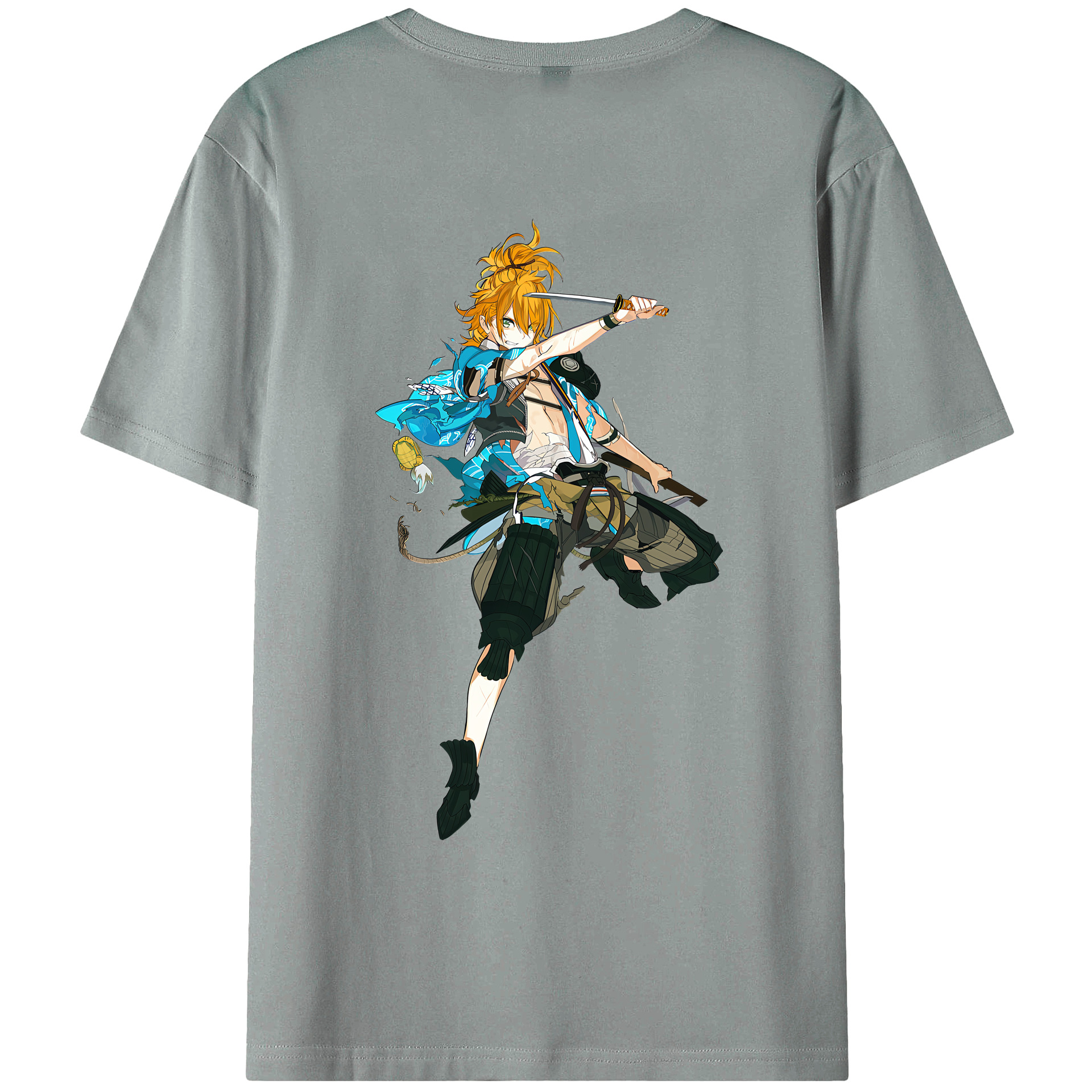 （画像用） 刀剣乱舞 Touken Ranbu 綿100％ メンズ半袖Tシャツ（バックプリント） 通気性